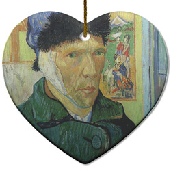 Van Gogh's Self Portrait with Bandaged Ear Heart Ceramic Ornament
