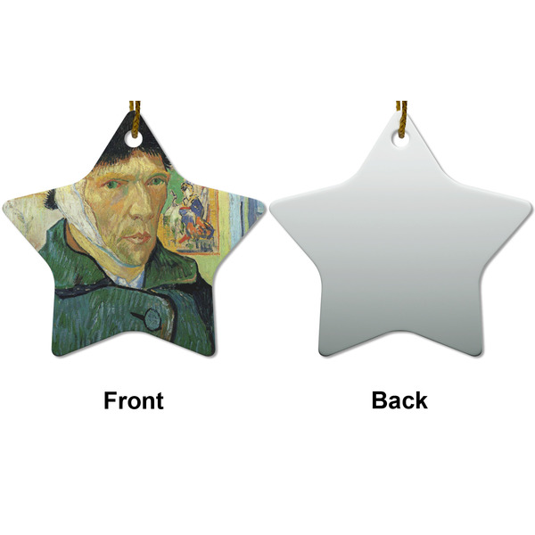 Van Gogh's Self Portrait with Bandaged Ear Ceramic Flat Ornament - Star Front & Back (APPROVAL)