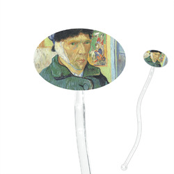 Van Gogh's Self Portrait with Bandaged Ear 7" Oval Plastic Stir Sticks - Clear