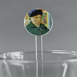 Van Gogh's Self Portrait with Bandaged Ear 7" Round Plastic Stir Sticks - Clear