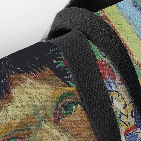 Van Gogh's Self Portrait with Bandaged Ear Closeup of Tote w/Black Handles