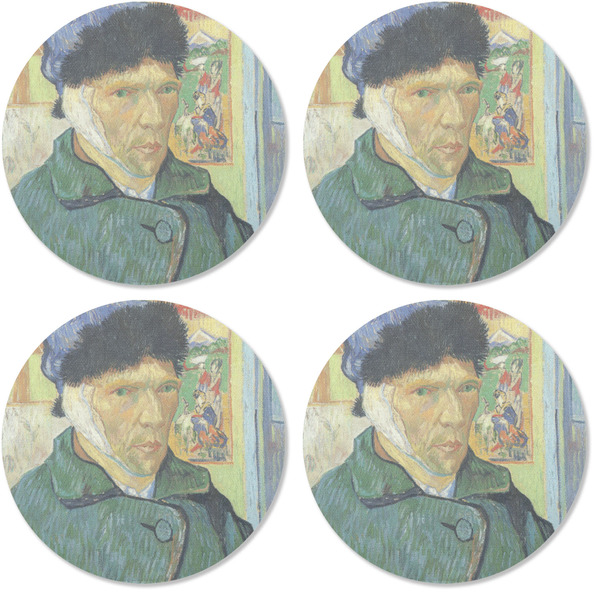 Van Gogh's Self Portrait with Bandaged Ear Coaster Round Rubber Back - Apvl