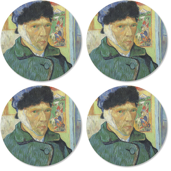 Van Gogh's Self Portrait with Bandaged Ear Coaster Round Rubber Back - Apvl