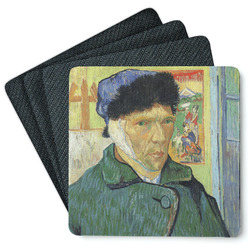 Van Gogh's Self Portrait with Bandaged Ear Square Rubber Backed Coasters - Set of 4