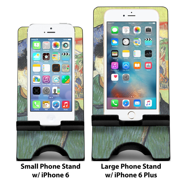 Van Gogh's Self Portrait with Bandaged Ear Compare Phone Stand Sizes - with iPhones