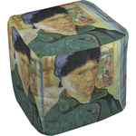 Van Gogh's Self Portrait with Bandaged Ear Cube Pouf Ottoman - 18"