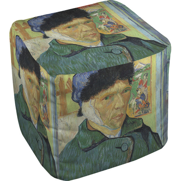Custom Van Gogh's Self Portrait with Bandaged Ear Cube Pouf Ottoman - 13"