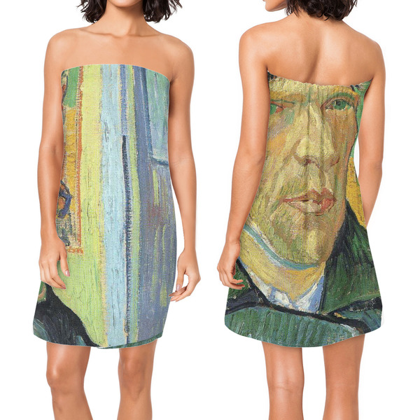 Van Gogh's Self Portrait with Bandaged Ear Custom Bath Wrap - Front & Back View