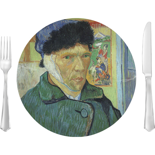 Custom Van Gogh's Self Portrait with Bandaged Ear 10" Glass Lunch / Dinner Plates - Single or Set