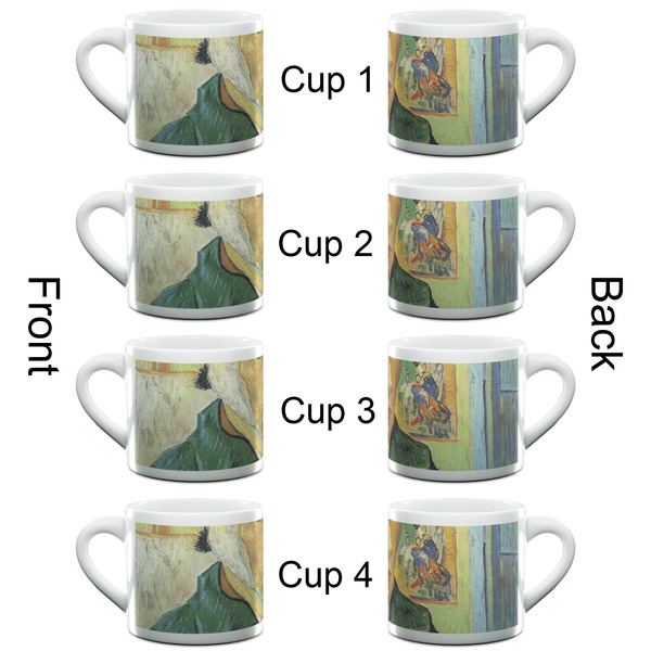 Van Gogh's Self Portrait with Bandaged Ear Double Shot Espresso Cup - Set of 4 - Front & Back