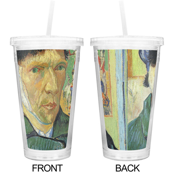 Van Gogh's Self Portrait with Bandaged Ear Double Wall Tumbler with Straw - Approval