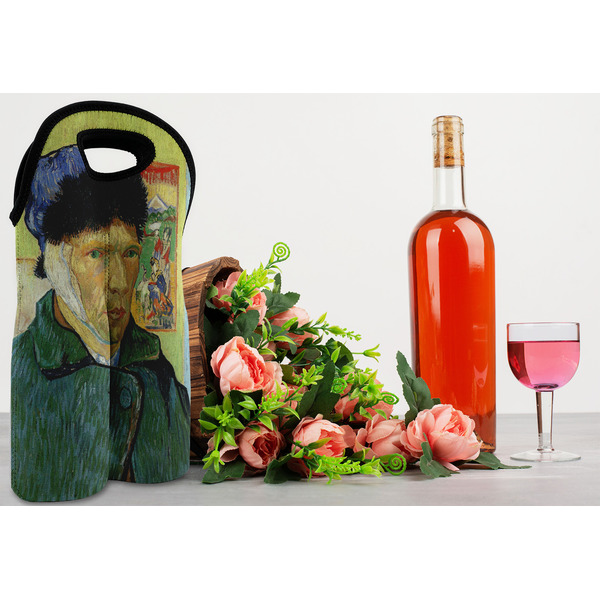 Van Gogh's Self Portrait with Bandaged Ear Double Wine Tote - In Context