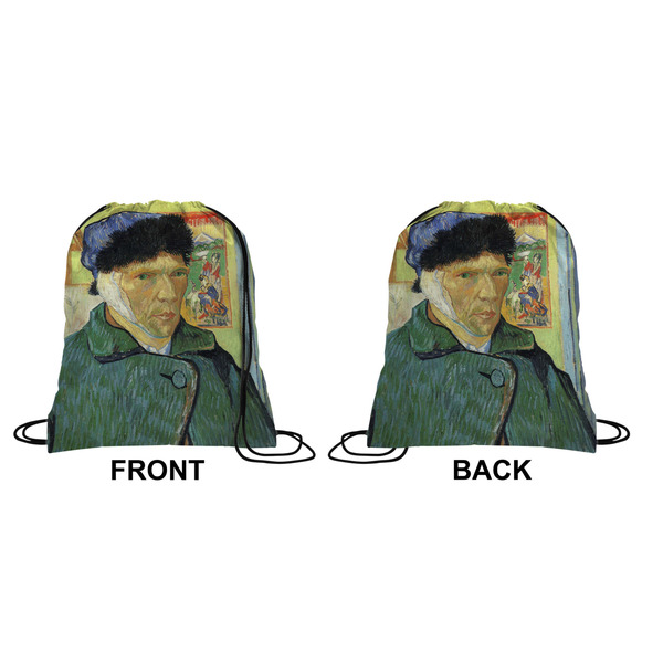 Van Gogh's Self Portrait with Bandaged Ear Drawstring Backpack Front & Back Small