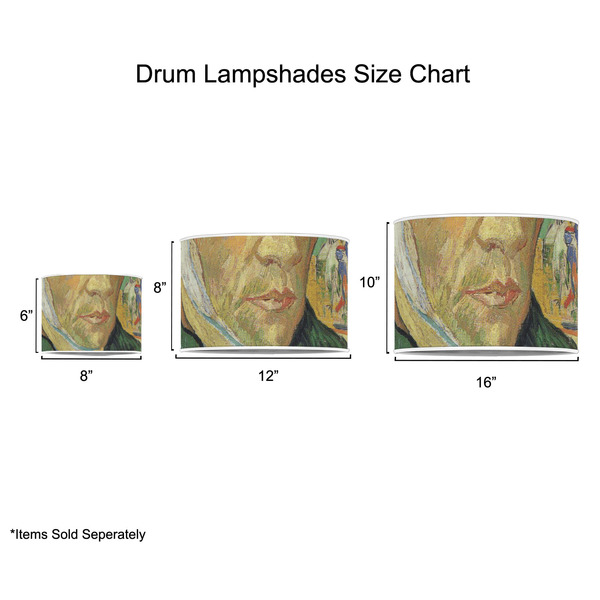 Van Gogh's Self Portrait with Bandaged Ear Drum Lampshades - Sizing Chart