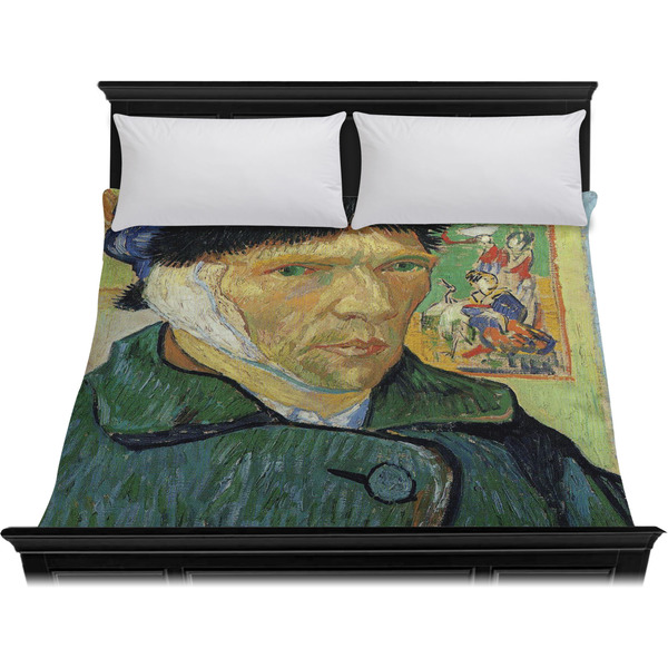 Van Gogh's Self Portrait with Bandaged Ear Duvet Cover - King - On Bed - No Prop