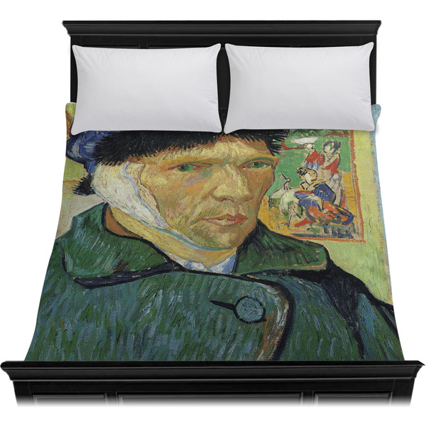 Van Gogh's Self Portrait with Bandaged Ear Duvet Cover - Queen - On Bed - No Prop