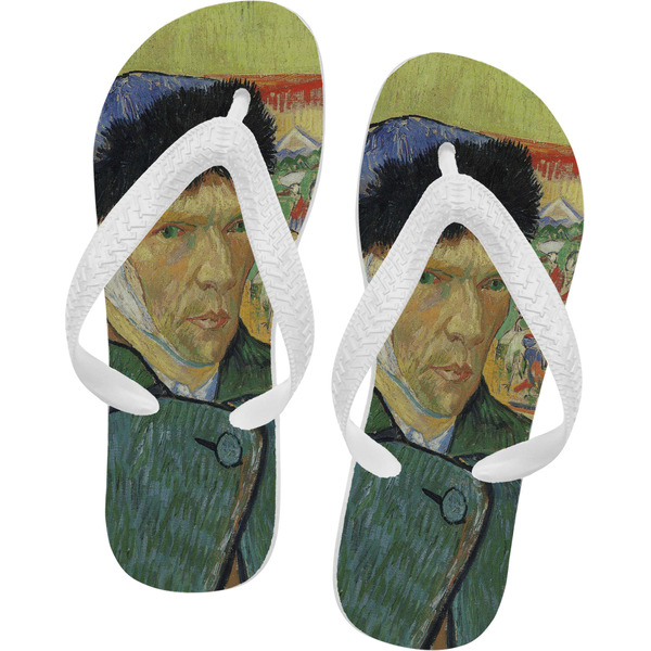 Custom Van Gogh's Self Portrait with Bandaged Ear Flip Flops - Small