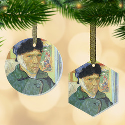 Van Gogh's Self Portrait with Bandaged Ear Flat Glass Ornament