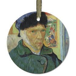 Van Gogh's Self Portrait with Bandaged Ear Flat Glass Ornament - Round