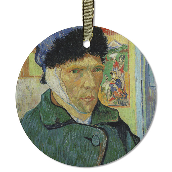 Custom Van Gogh's Self Portrait with Bandaged Ear Flat Glass Ornament - Round