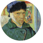 Van Gogh's Self Portrait with Bandaged Ear Round Glass Cutting Board - Medium