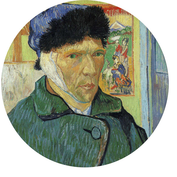 Custom Van Gogh's Self Portrait with Bandaged Ear Round Glass Cutting Board - Medium