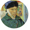 Van Gogh's Self Portrait with Bandaged Ear Round Glass Cutting Board - Medium