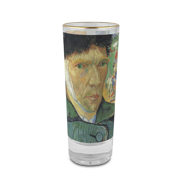 Custom Van Gogh's Self Portrait with Bandaged Ear 2 oz Shot Glass -  Glass with Gold Rim - Set of 4