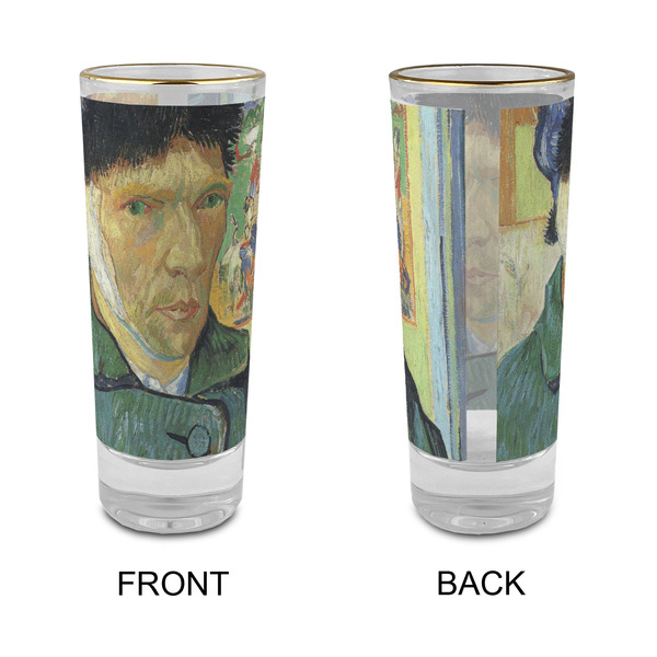 Van Gogh's Self Portrait with Bandaged Ear Glass Shot Glass - 2oz - Single - Front & Back