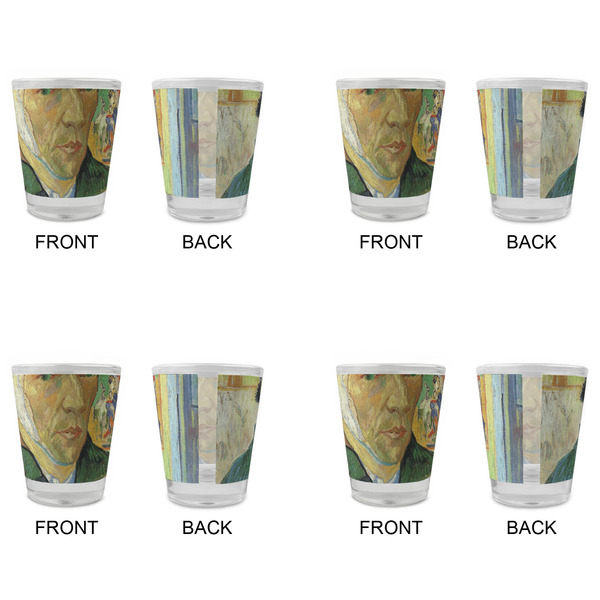 Van Gogh's Self Portrait with Bandaged Ear Glass Shot Glass - Standard - Set of 4 - Front & Back