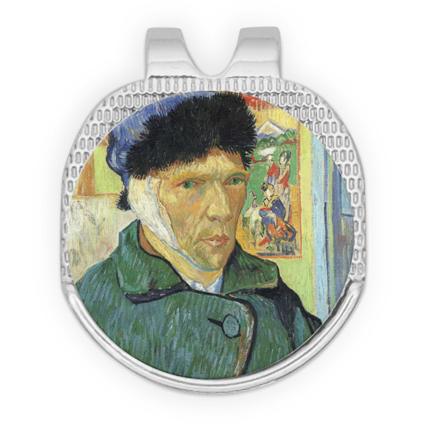 Custom Van Gogh's Self Portrait with Bandaged Ear Golf Ball Marker - Hat Clip - Silver