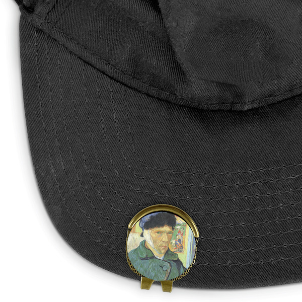 Van Gogh's Self Portrait with Bandaged Ear Golf Ball Marker Hat Clip - Main - GOLD