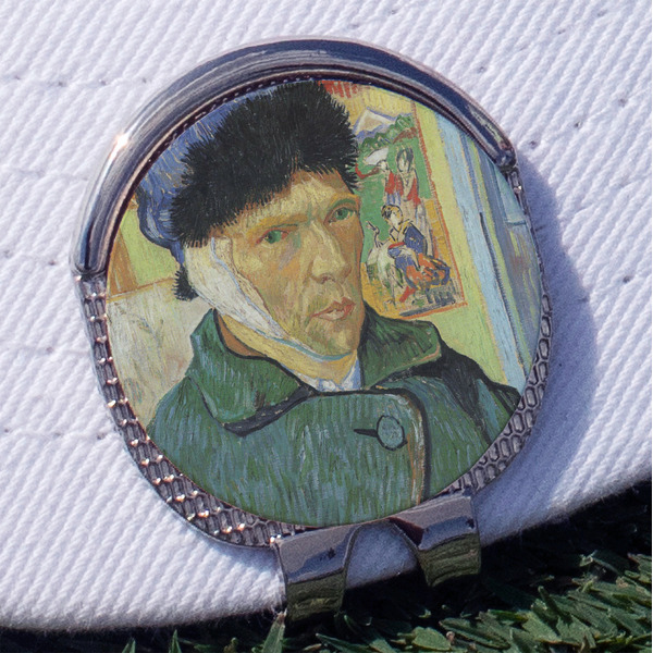Van Gogh's Self Portrait with Bandaged Ear Golf Ball Marker Hat Clip - Silver - Front