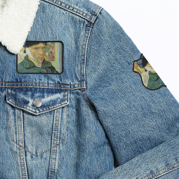 Van Gogh's Self Portrait with Bandaged Ear Iron On Patches - On Jacket Closeup