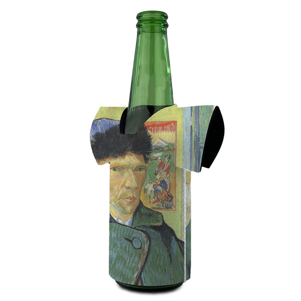 Van Gogh's Self Portrait with Bandaged Ear Jersey Bottle Cooler - ANGLE (on bottle)