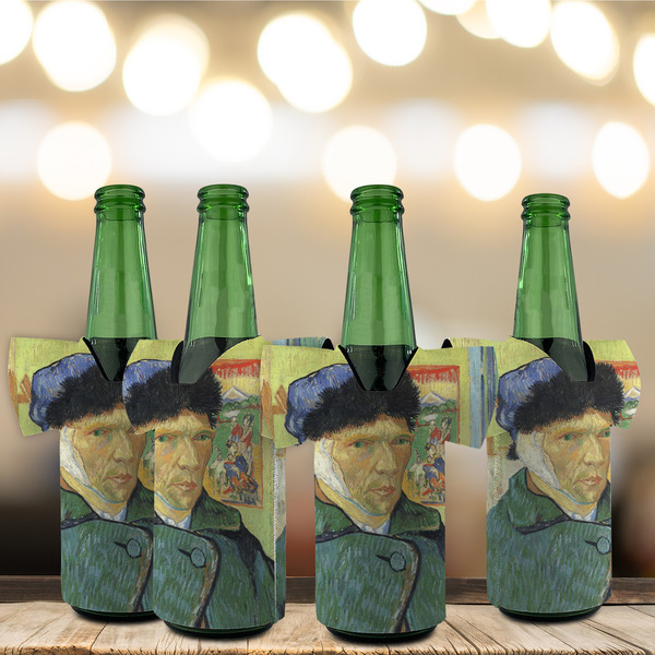 Van Gogh's Self Portrait with Bandaged Ear Jersey Bottle Cooler - Set of 4 - LIFESTYLE