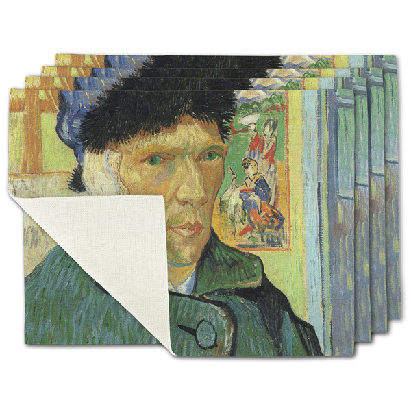 Custom Van Gogh's Self Portrait with Bandaged Ear Single-Sided Linen Placemat - Set of 4
