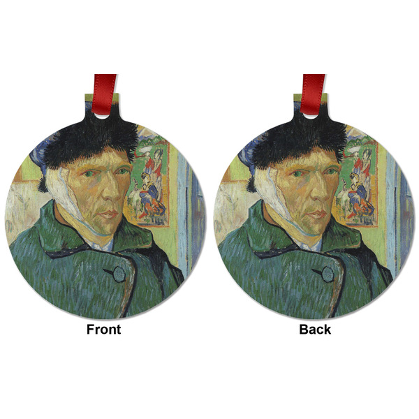 Van Gogh's Self Portrait with Bandaged Ear Metal Ball Ornament - Front and Back