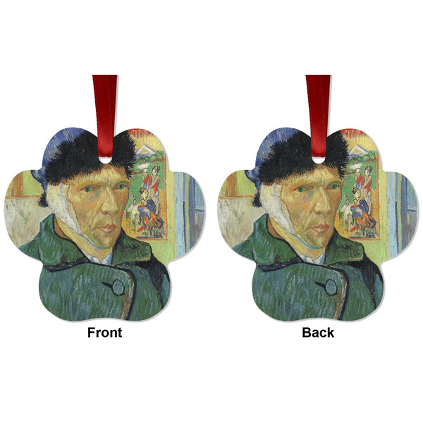 Van Gogh's Self Portrait with Bandaged Ear Metal Paw Ornament - Front and Back