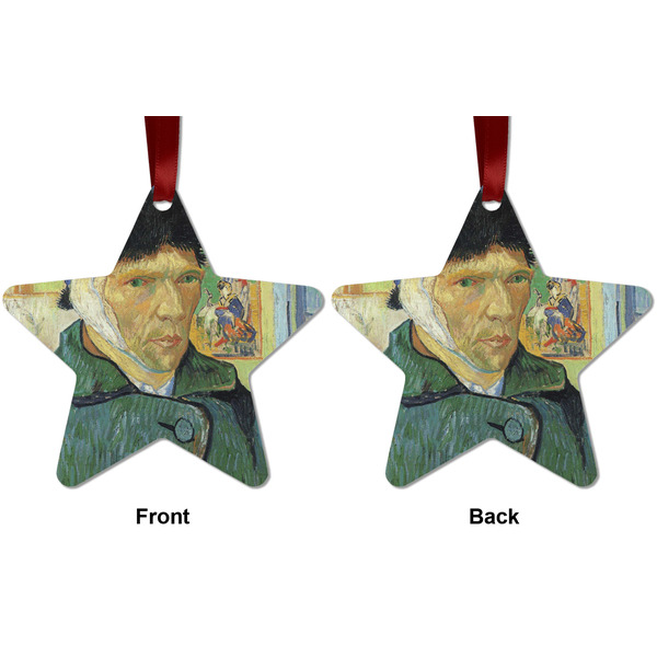 Van Gogh's Self Portrait with Bandaged Ear Metal Star Ornament - Front and Back