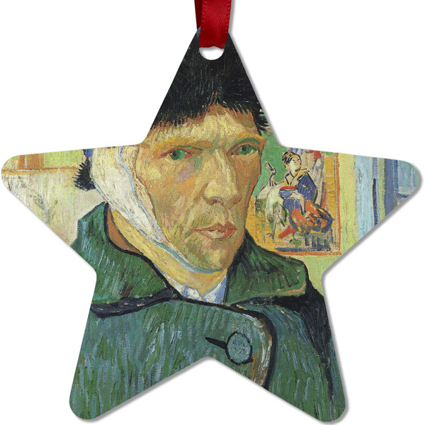 Custom Van Gogh's Self Portrait with Bandaged Ear Metal Star Ornament - Double Sided