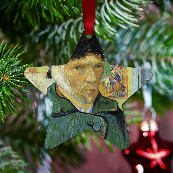 Van Gogh's Self Portrait with Bandaged Ear Metal Star Ornament - Lifestyle