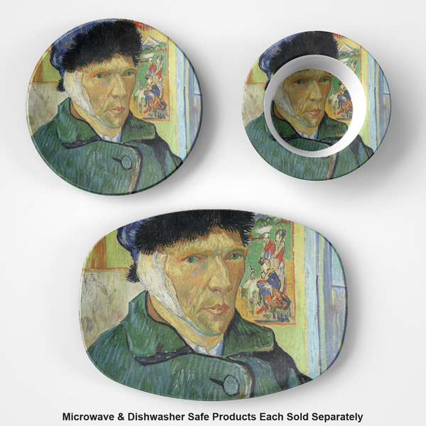 Van Gogh's Self Portrait with Bandaged Ear Microwave Safe Composite Polymer Plastic Dishware - Group