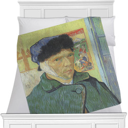 Van Gogh's Self Portrait with Bandaged Ear Minky Blanket - Toddler / Throw - 60"x50" - Single Sided