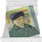 Van Gogh's Self Portrait with Bandaged Ear Minky Blanket - On Bed