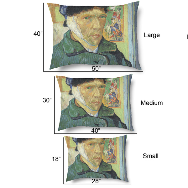 Van Gogh's Self Portrait with Bandaged Ear Outdoor Dog Beds - SIZE CHART