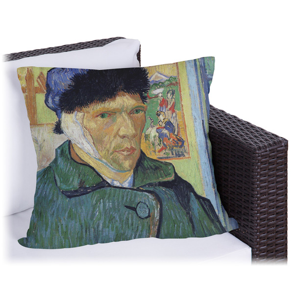 Custom Van Gogh's Self Portrait with Bandaged Ear Outdoor Pillow - 18"