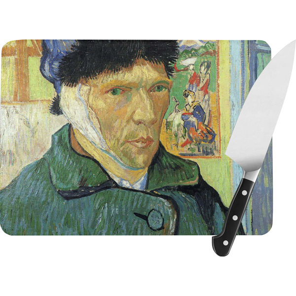 Custom Van Gogh's Self Portrait with Bandaged Ear Rectangular Glass Cutting Board