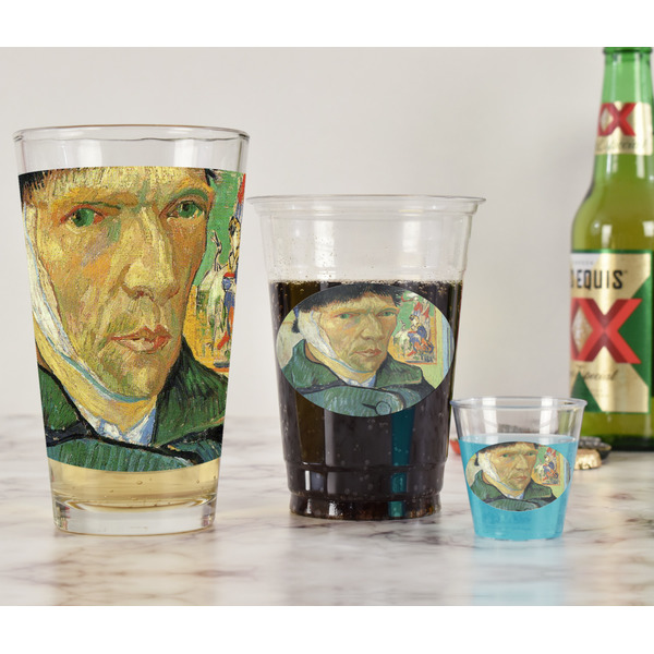 Van Gogh's Self Portrait with Bandaged Ear Pint Glass - Full Fill w Transparency - In Context