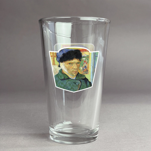 Custom Van Gogh's Self Portrait with Bandaged Ear Pint Glass - Full Color Logo